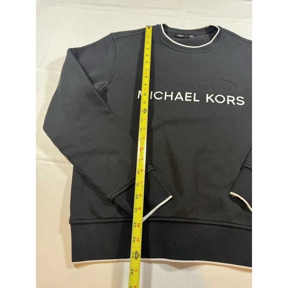 Michael Kors Men's Black Crewneck with Embossed KORS and White Logo